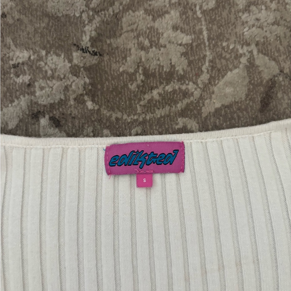 Edikted White Ribbed Knit Top - Picture 2 of 2